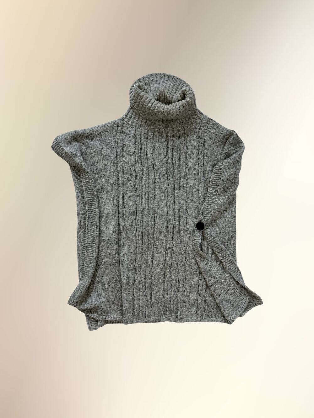 Apt 9 Gray Ribbed Cowl Turtleneck Poncho Capelet Sweater One Size